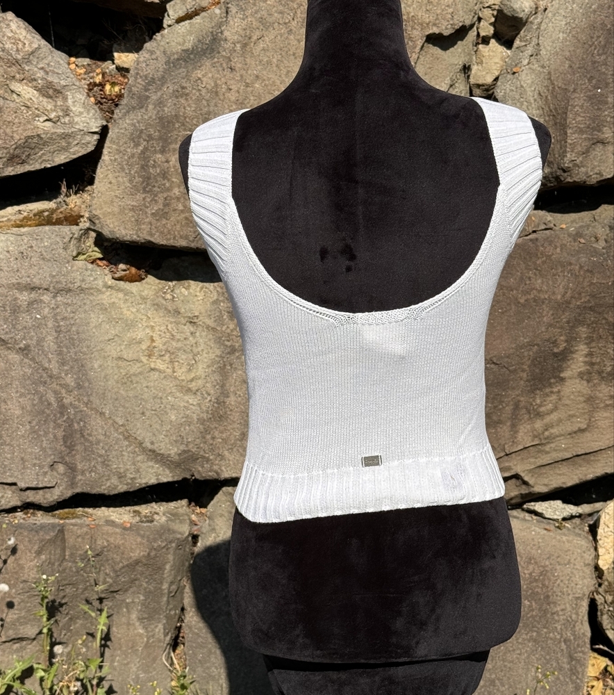 White knit Chanel backless tank top Made in Italy